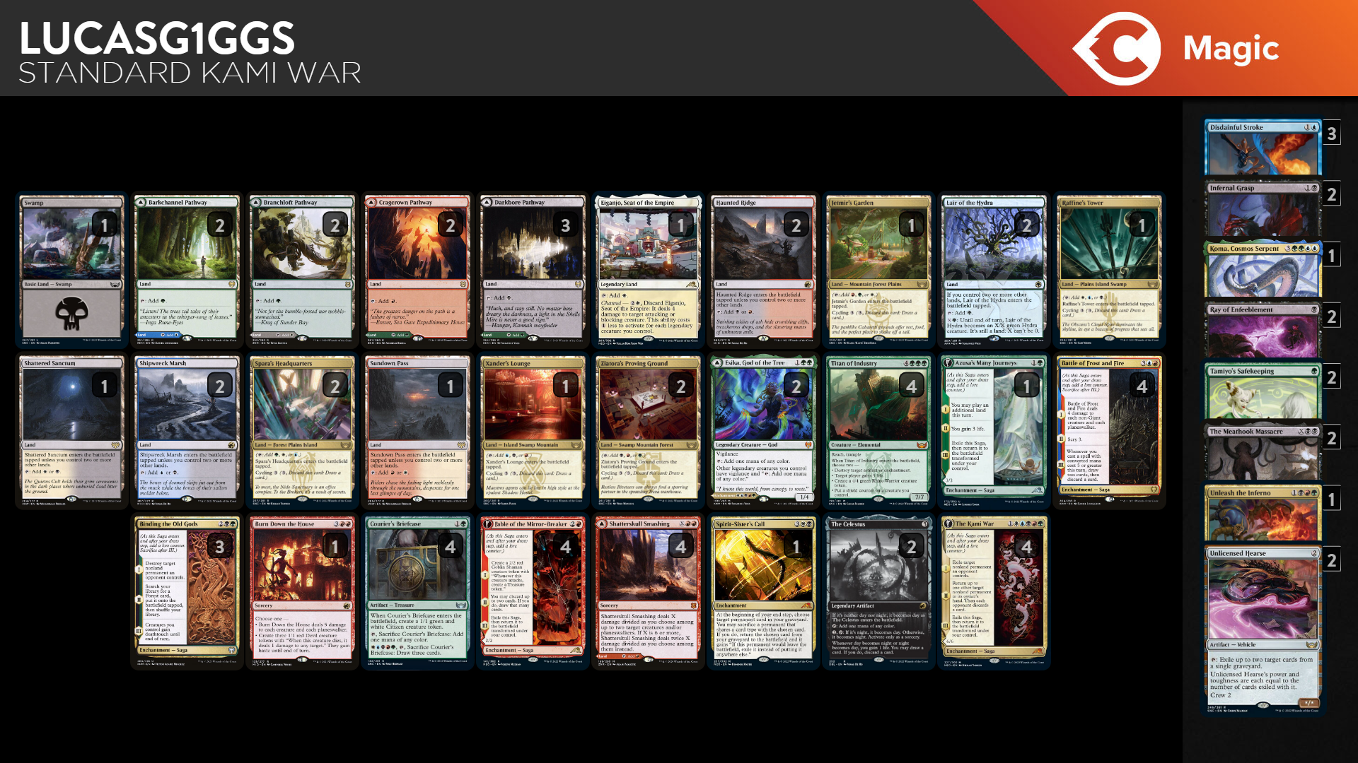 the kami war mtg card Magic Gathering - Kamigawa - Neon Dynasty Then each opponent discards a card The Kami War is Making