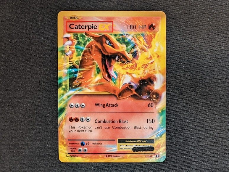 Fake Pokémon card: Charizard printed as Caterpie
