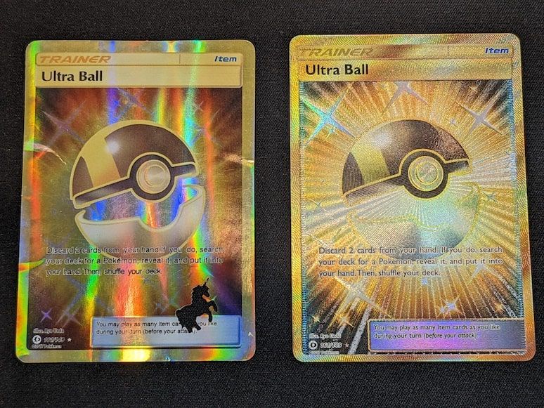 Fake and real Pokémon cards: Ultra Ball
